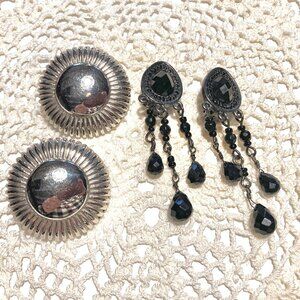 Two pair of Stunning Silvertone Clip Earrings
